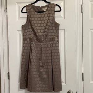 Beige Brown colored polka dot dress